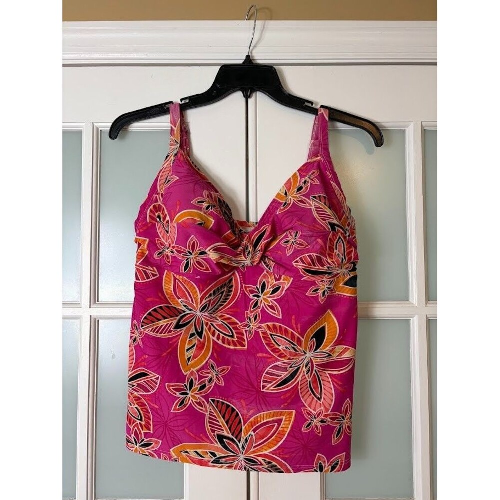 Croft & Barrow Womens Tankini Size 18W Swim Top Floral Padded Bra Wireless